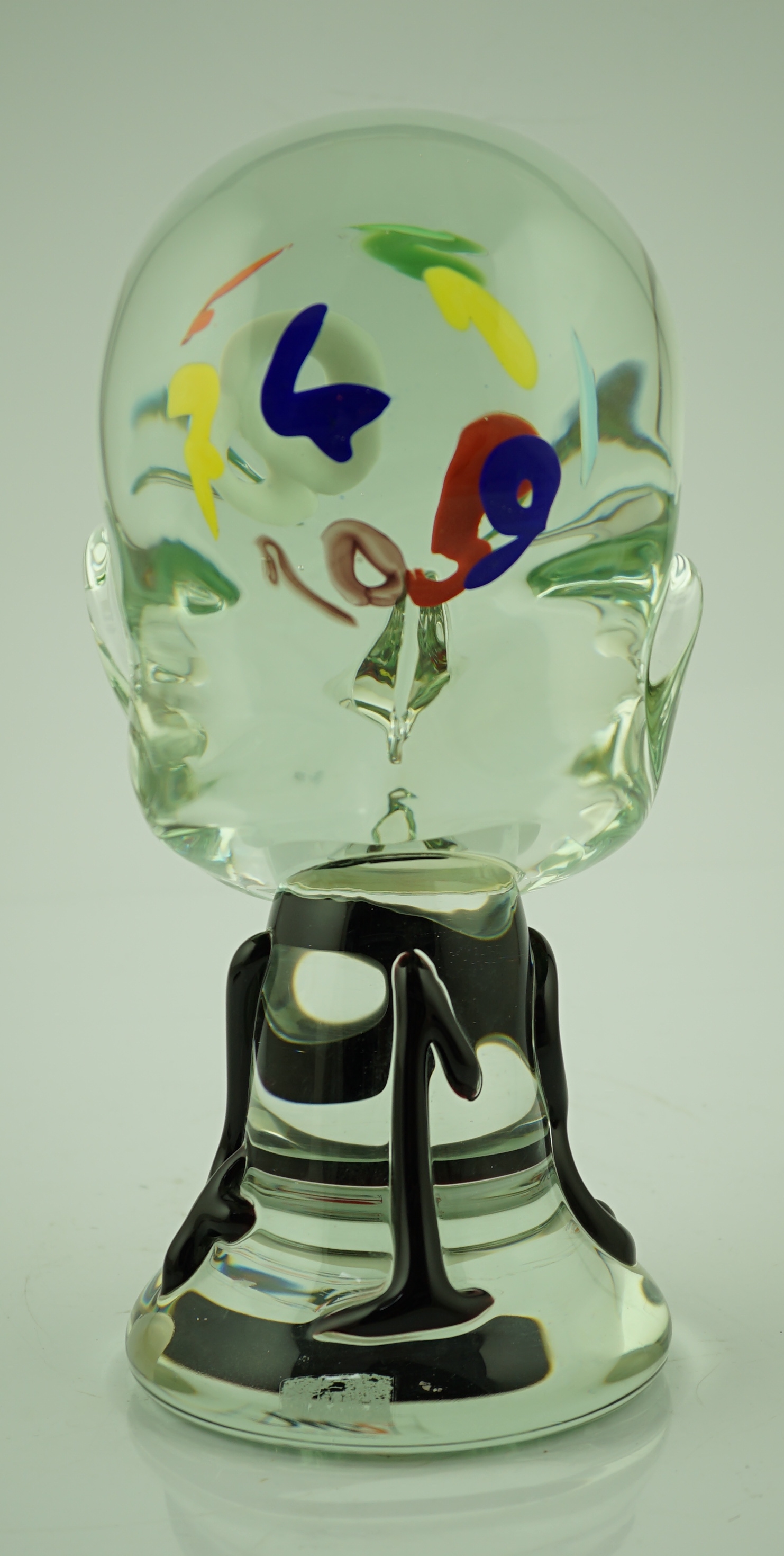 A Murano Vetreria green tinted glass head of a man